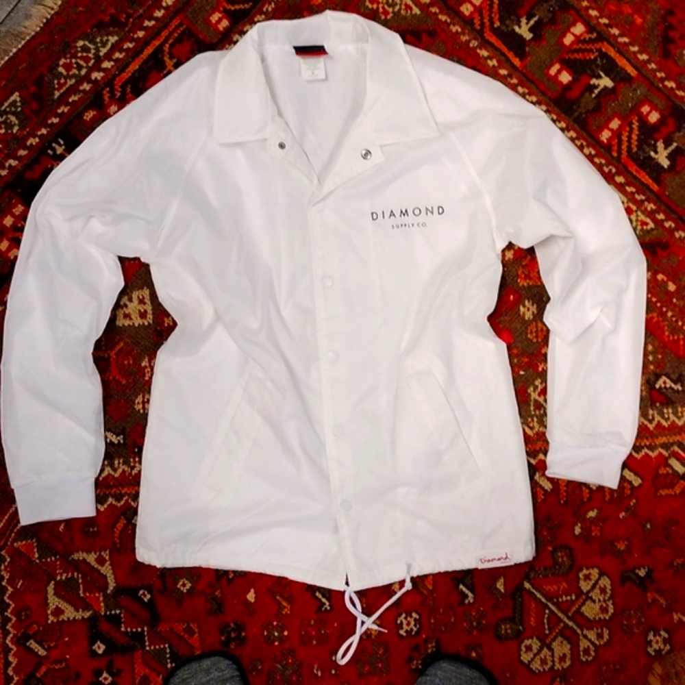 Diamond Supply Co White Nylon Windbreaker Men's Med